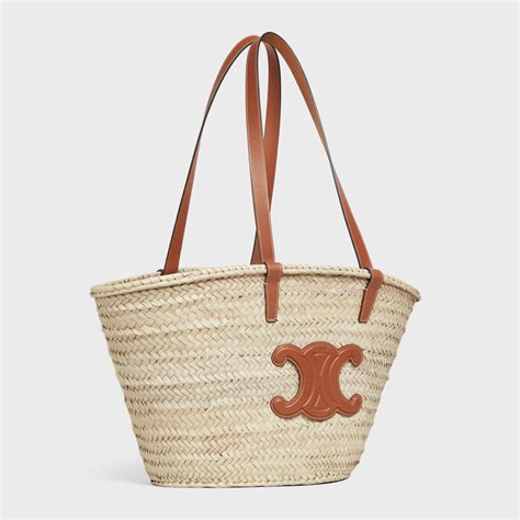 Women's Medium Triomphe Celine classic panier in palm leaves 